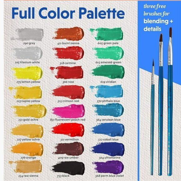 24-colour Acrylic Paint Set with brushes BNIB - Picture 3 of 5